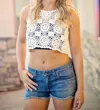 Minkpink Little White Lie Crochet Tank In White