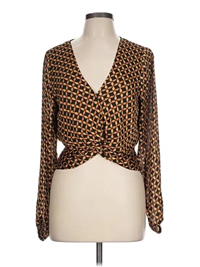 Minkpink Long Sleeve Blouse In Brown