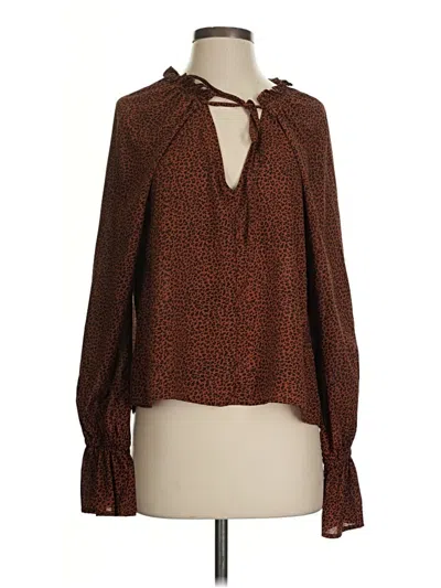 Pre-owned Minkpink Long Sleeve Blouse In Brown