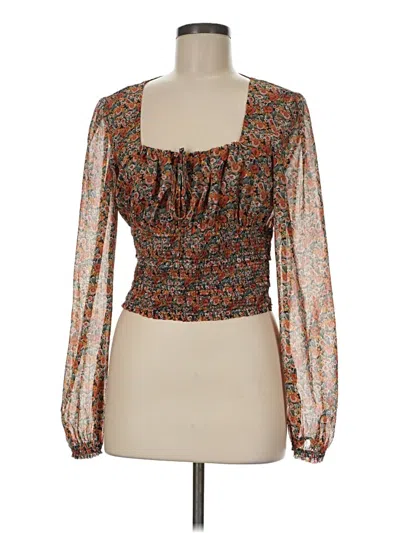 Pre-owned Minkpink Long Sleeve Blouse In Brown