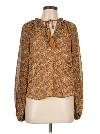 Pre-owned Minkpink Long Sleeve Blouse In Brown