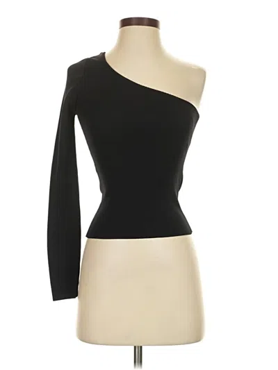 Pre-owned Minkpink Long Sleeve Top Black One Shoulder Neckline Tops