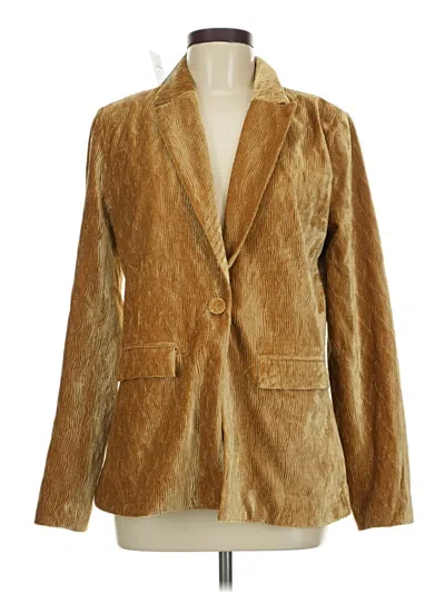 Pre-owned Minkpink Long Sleeve Top Brown Plunge Neckline Tops