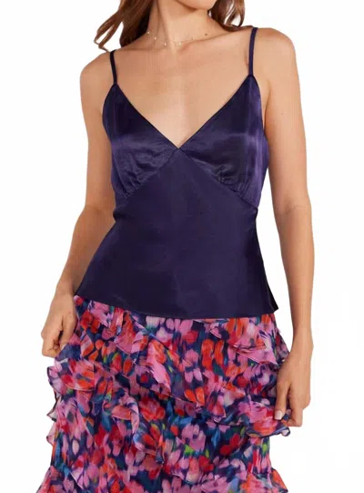 Minkpink Lumina Bias Slip Cami Top In Navy In Multi