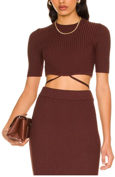Minkpink Lynd Knit Top In Chocolate In Brown