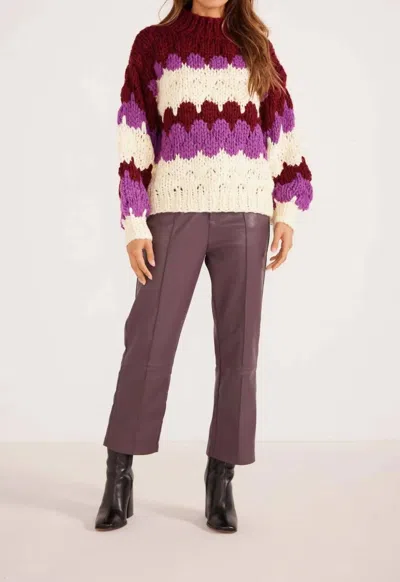 Minkpink Margot Bobble Knit Sweater In Pink Stripe In Animal Print