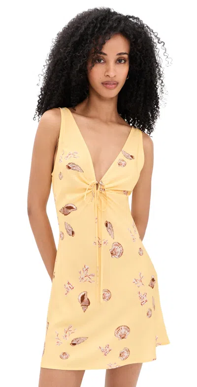 Minkpink Marisol Keyhole Mini Dress Butter Seashells In Yellow