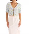Minkpink Ditsy Floral V-neck Top In Meadow In Blue