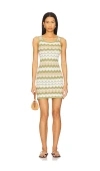 Minkpink Melody Knit Mini Dress In Green & Sand