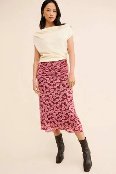 Minkpink Mesh Midi Skirt In Floral In Purple