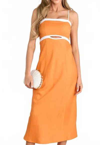 Minkpink Midi Contrast Dress In Orange In Animal Print