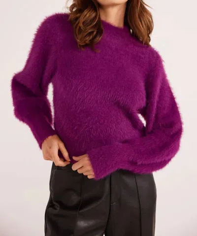 Minkpink Millie Fluffy Knit Jumper In Plum In Purple