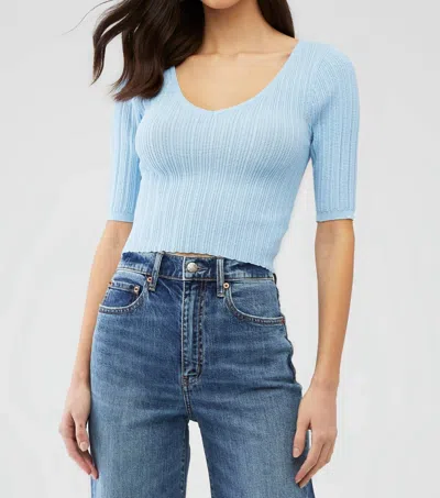 Minkpink Odessa Knit Short Sleeve Top In Sky Blue