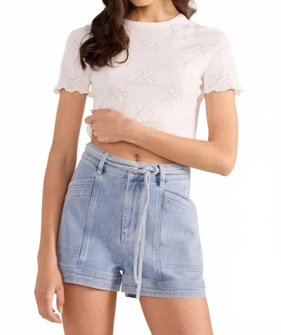 MINKPINK OLIVER DENIM PANEL SHORT IN LIGHT BLUE