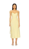 Minkpink Ophelia Ruched Midi Dress In 柠檬色