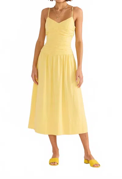 Minkpink Ophelia Ruched Midi Dress In Lemon