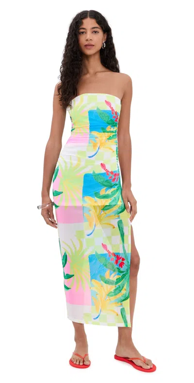 Minkpink Palmira Mesh Dress Vacation Palms In Multi