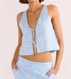 Minkpink Pandora Tie Crop Top In Sky Blue In Blue