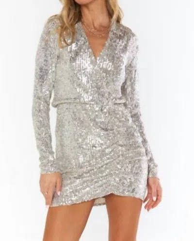 Minkpink Party Hop Dress In Platinum Sequins In Silver