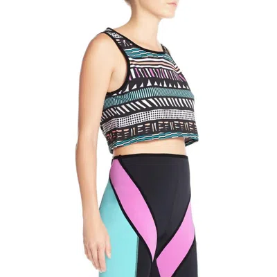 Minkpink Personal Best Sleeveless Geometric Tank Crop Top In Multi-color In Black