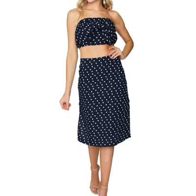 Minkpink Pip Spot Midi Pencil Skirt In Blue