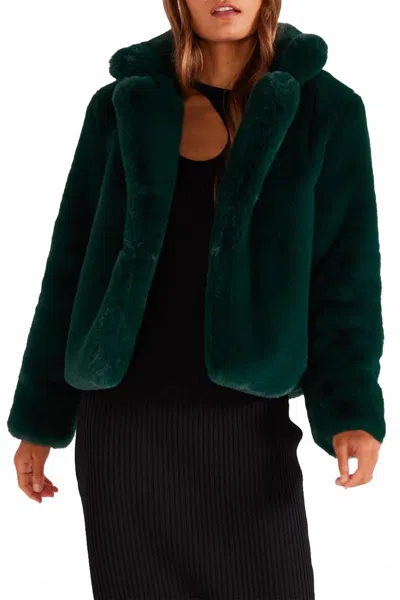 Minkpink Racquel Faux Fur Jacket In Dark Green