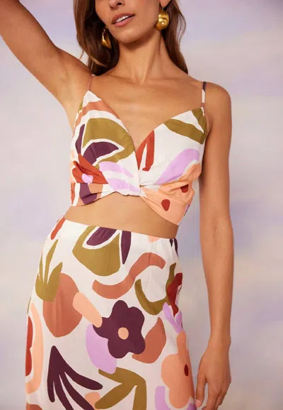Minkpink Rayssa Twist Crop Top In Pink Floral In Multi