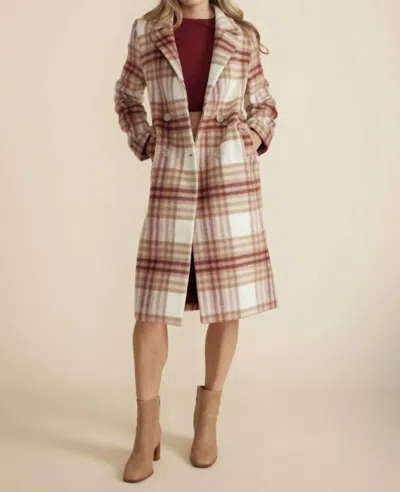 Minkpink Riley Check Coat In Red In Pink