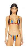 Minkpink Ripple Ruched Bikini Top In Stripe