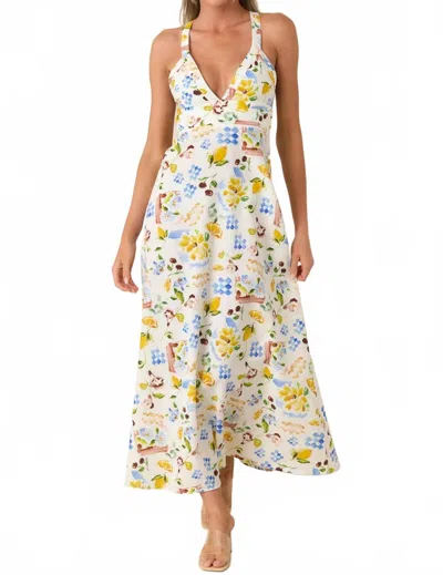 Minkpink Riviera Cross Back Dress In White Multi
