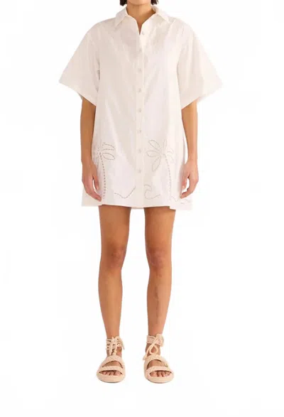 Minkpink Romina Broderie Shirt Dress In White In Multi