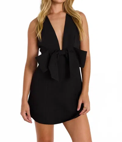 Minkpink Romy Bow Front Mini Dress In Black