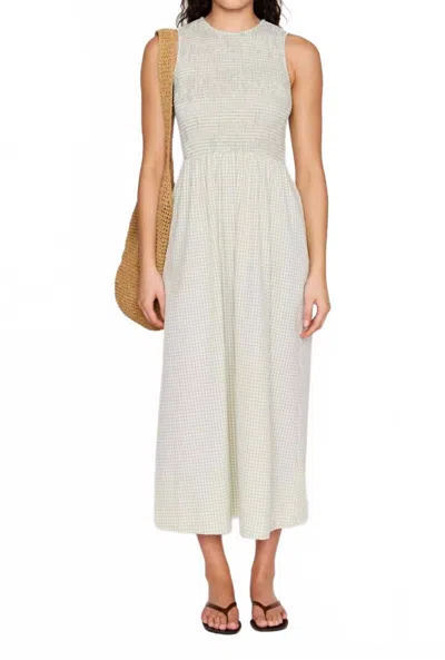 Minkpink Sabrina Gingham Smocked Midi Dress In Green In Gray