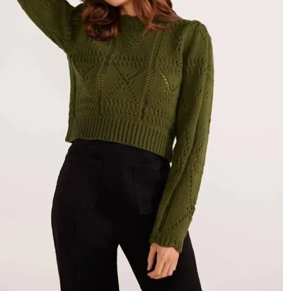 Minkpink Sally Pointelle Knit Sweater In Forrest Green