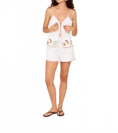 Minkpink Santorini Embroidered Shorts In White
