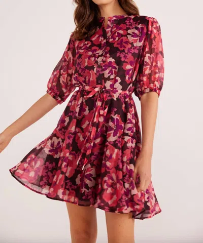 Minkpink Savannah Mini Dress In Painterly Blooms In Pink