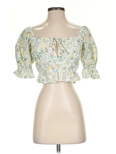 Pre-owned Minkpink Short Sleeve Blouse In Green