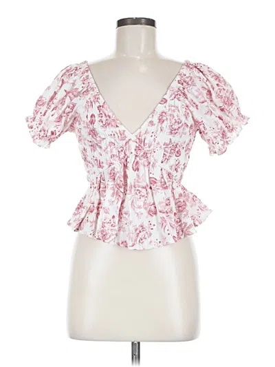 Pre-owned Minkpink Short Sleeve Blouse In Pink