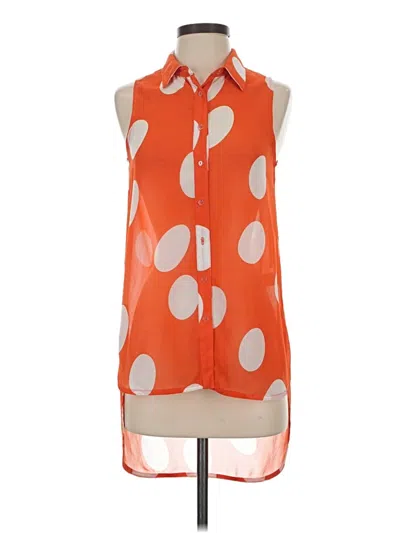 Pre-owned Minkpink Sleeveless Button Down Shirt In Orange