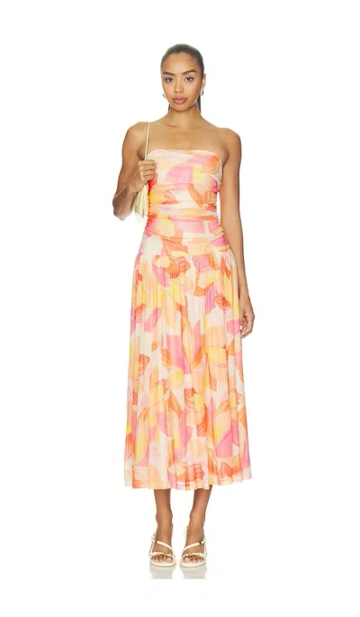 Minkpink Solana Mesh Midi Dress In Orange