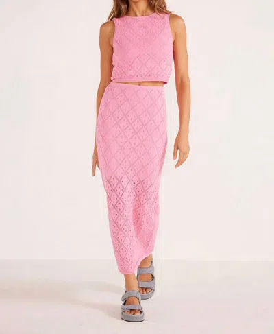 Minkpink Solano Diamond Knit Midi Skirt In Hot Pink