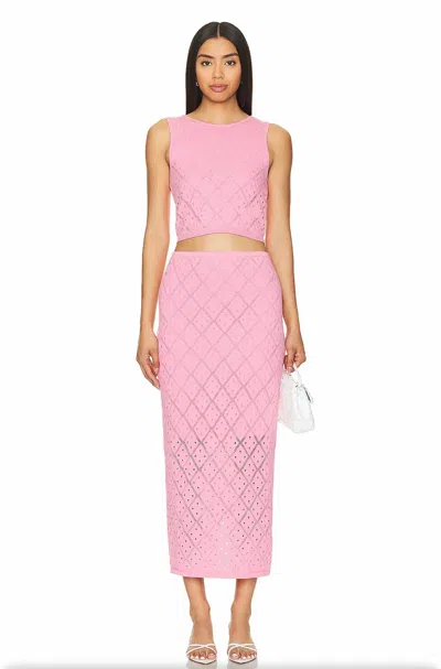 Minkpink Solano Diamond Knit Midi Skirt In Pink