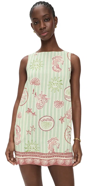 Minkpink Soleil Shift Mini Dress Mermaid Stripe In Green