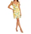 Minkpink Solstice Front Tie Mini Dress In Yellow Palm Print In Multi