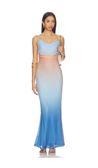 Minkpink Solstice Ombre Mesh Maxi Dress In Blue