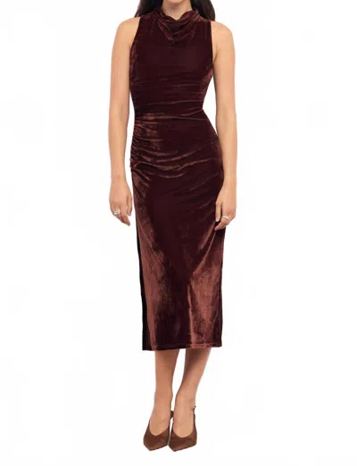 Minkpink Sonja Velvet Midi Dress In Chocolate In Brown