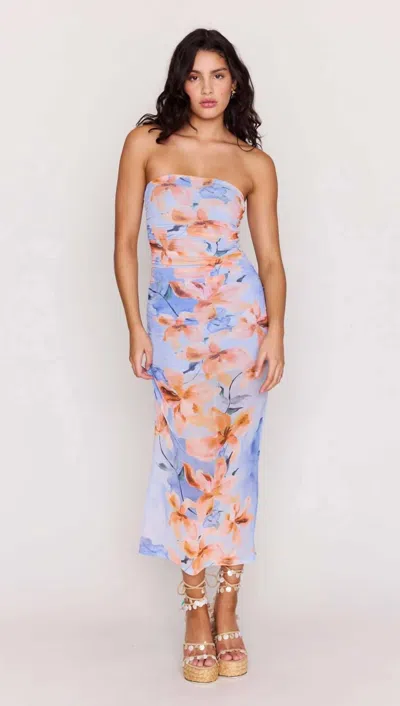 Minkpink Sunspell Mesh Midi Dress In Watercolor Floral In Multi