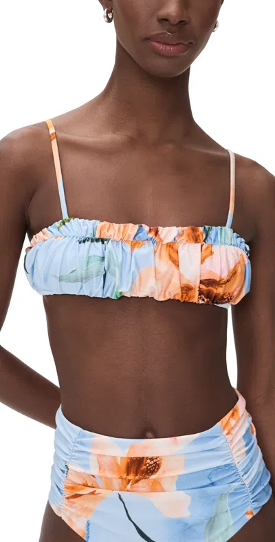 Minkpink Sunspell Ruched Bikini Top Watercolor Floral In Multi