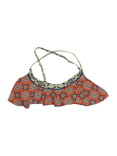 Pre-owned Minkpink Swimsuit Top Orange Paisley Pattern Swimwear