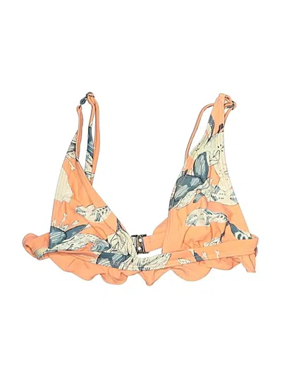 Pre-owned Minkpink Swimsuit Top Orange Print Pattern Swimwear